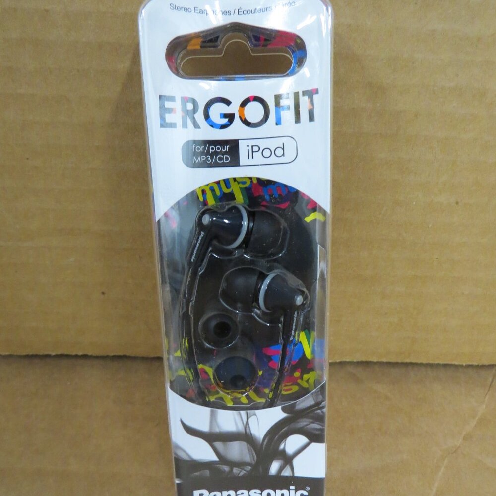 RP-HJE125 PANASONIC ErgoFit In-Ear Stereo Earbud Headphones NEW - Black